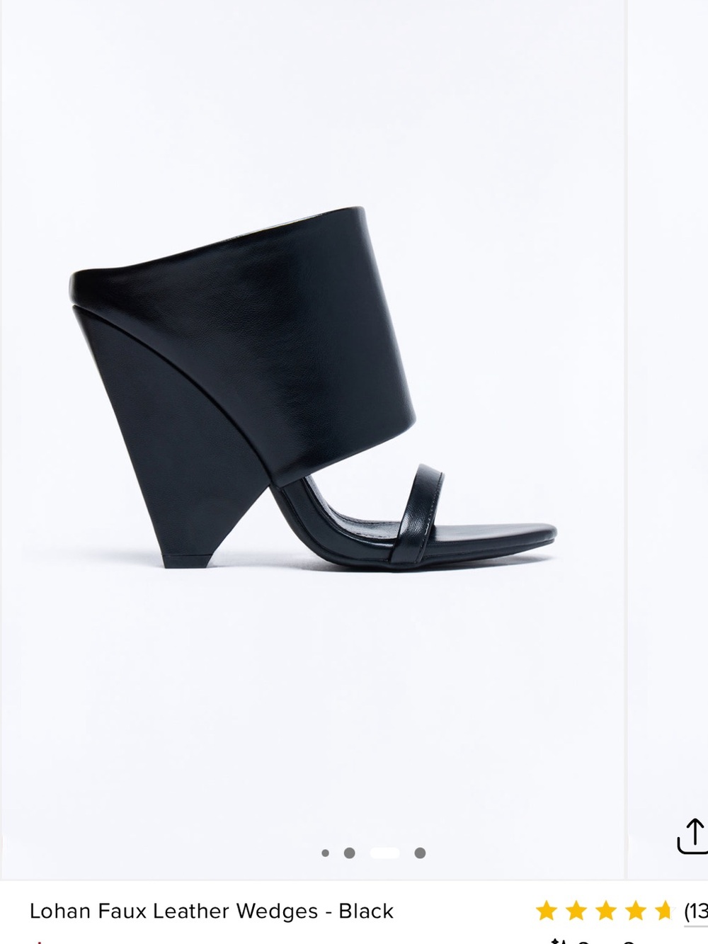 Sculpted Black Faux Leather Wedge Mules
